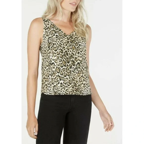 Leyden Womens Size Small Leopard Print V-Neck Blouse Sleeveless - Picture 1 of 9